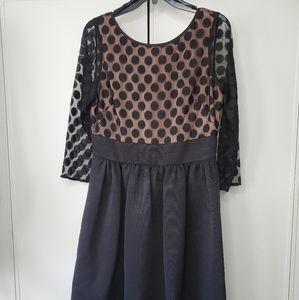 Eliza J. Black Dress w/ Polka-Dot Bodice